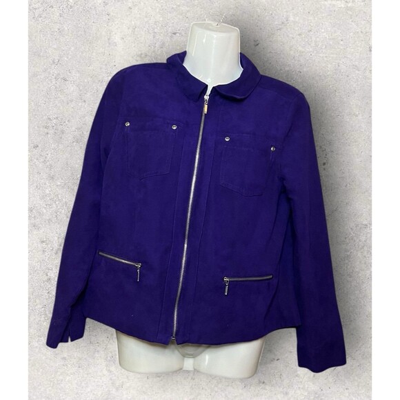 Studio Works Dark Purple Sueded Light Jacket Size 4 Petite - Picture 1 of 5